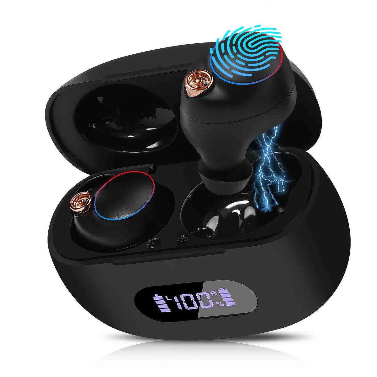 UrbanX True Wireless Bluetooth Earbuds + Charging Case, Black, Dual Connect, IPX5 Water Resistance, Bluetooth 5.2 Connection, Balanced, Bass Boost Compatible with Lenovo Tab P11 5G