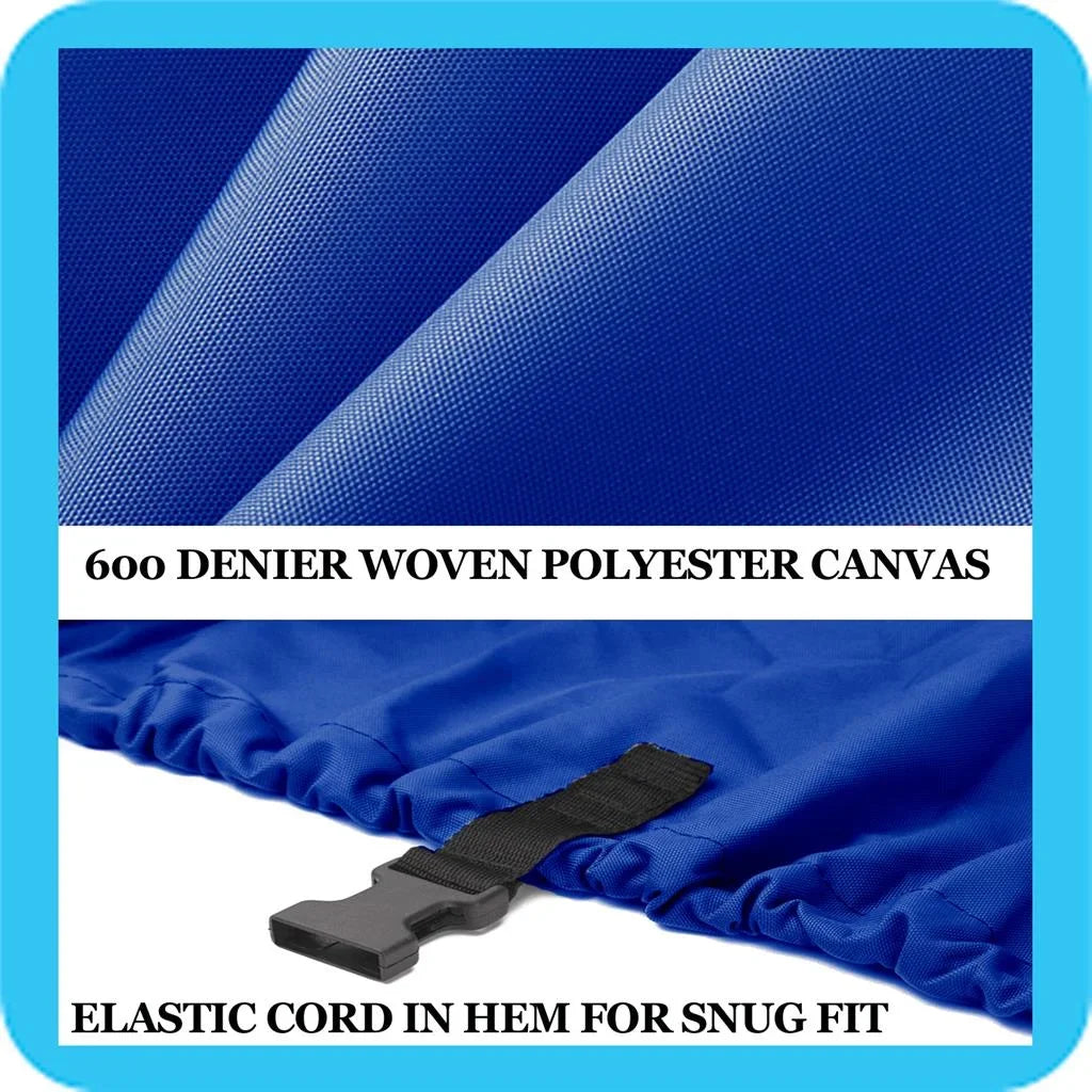 BLUE, GREAT QUALITY BOAT COVER Compatible for Aluminum Bass Boat and V-Hull and Tri-Hull Bowrider 16'-17' Length, Beam width up to 90"