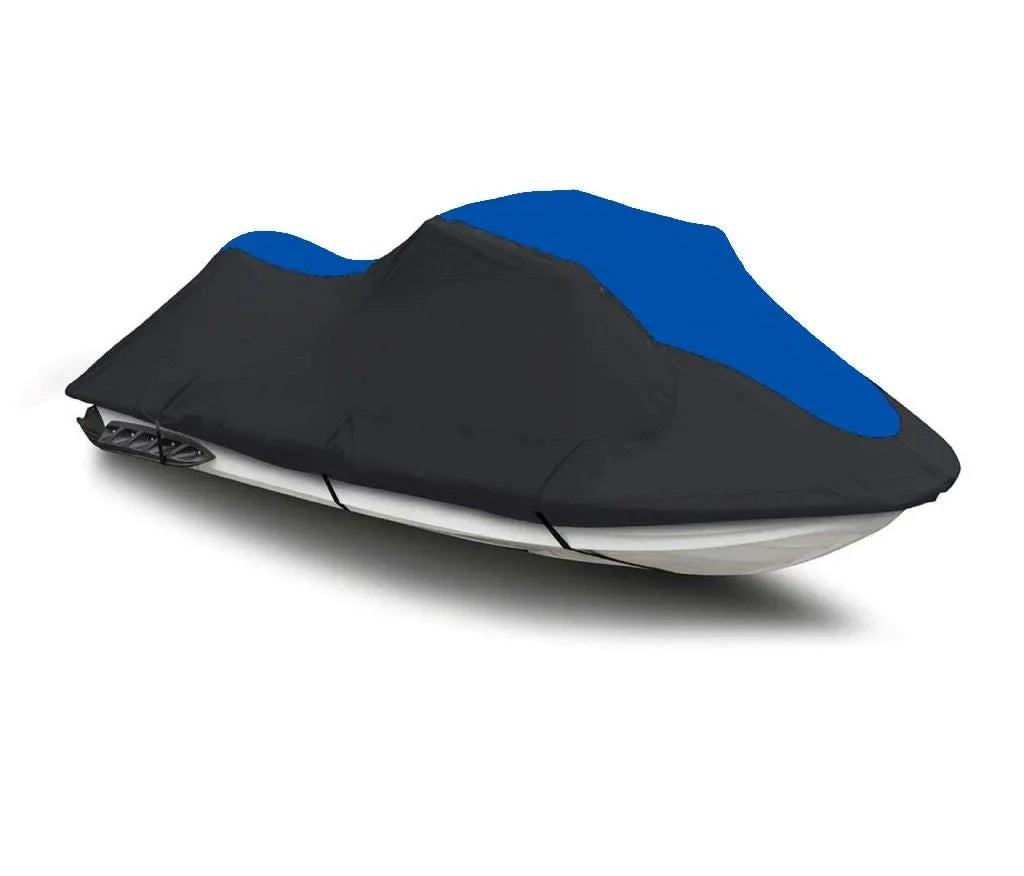 BLACK / BLUE HEAVY-DUTY, 600 DENIER Cover Compatible for Kawasaki ULTRA LX 2007 2008 2009 2010 2011 2012 2013 2014 2015 2016 2017 2018 2019 2020 2021 2022 Jet Ski Cover PWC