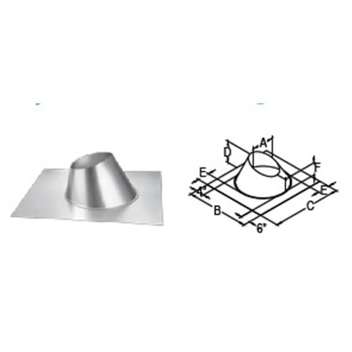 M & G Duravent 46DVA-F6 4 Inch  x 6 Inch  DirectVent Pro 0/12-6/12 Pitch Roof Flashing