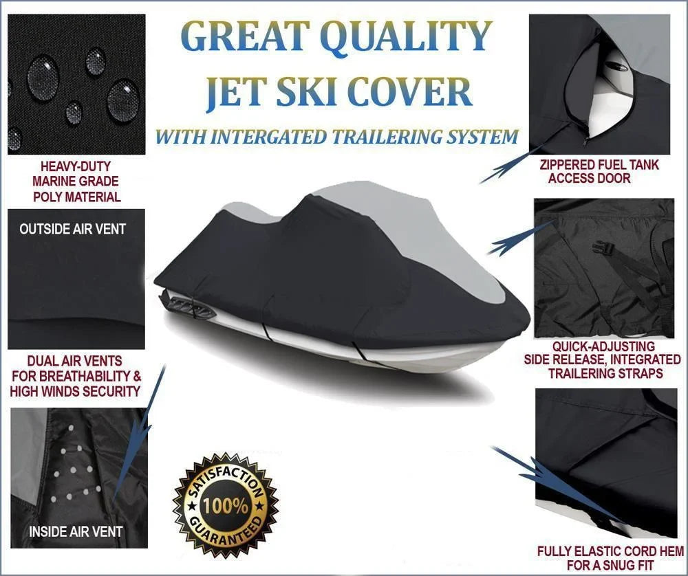 SUPER HEAVY-DUTY PWC JetSki Cover Compatible for Polaris SLX / SLX Pro 785 / SLHX 1995-2001 Jet Ski Cover 1-2 Seater