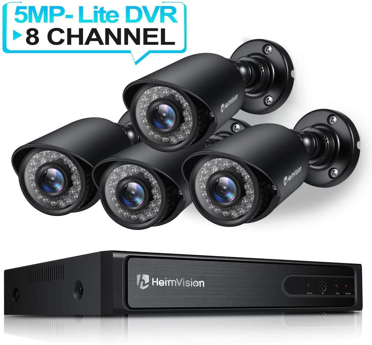 HeimVision HM245 8CH 1080P Security Camera System, 5MP-Lite HD-TVI DVR 4Pcs 1920TVL Outdoor/Indoor Weatherproof CCTV Surveillance Camera with Night Vision, No Hard Drive
