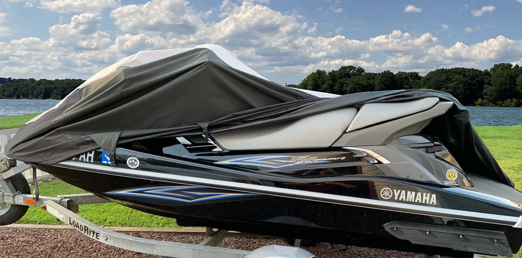 SUPER HEAVY-DUTY TOP OF THE LINE JETSKI Cover Compatible for Yamaha VX110 2005-2008 Jet Ski PWC Cover Black/Grey