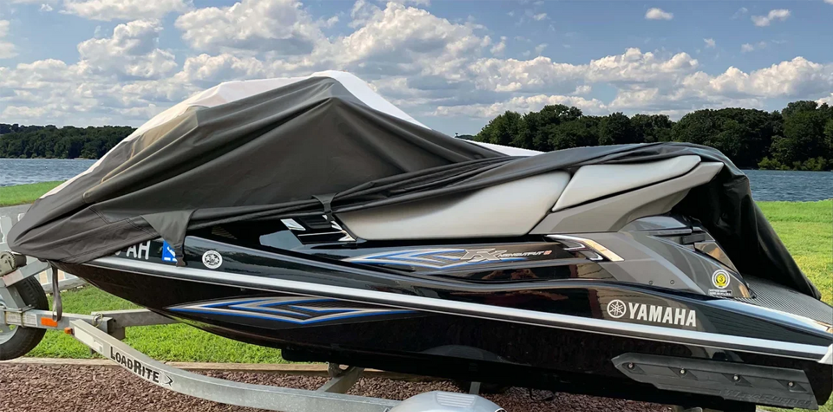 SUPER HEAVY-DUTY TOP OF THE LINE JETSKI Cover Compatible for Yamaha VX110 2005-2008 Jet Ski PWC Cover Black/Grey