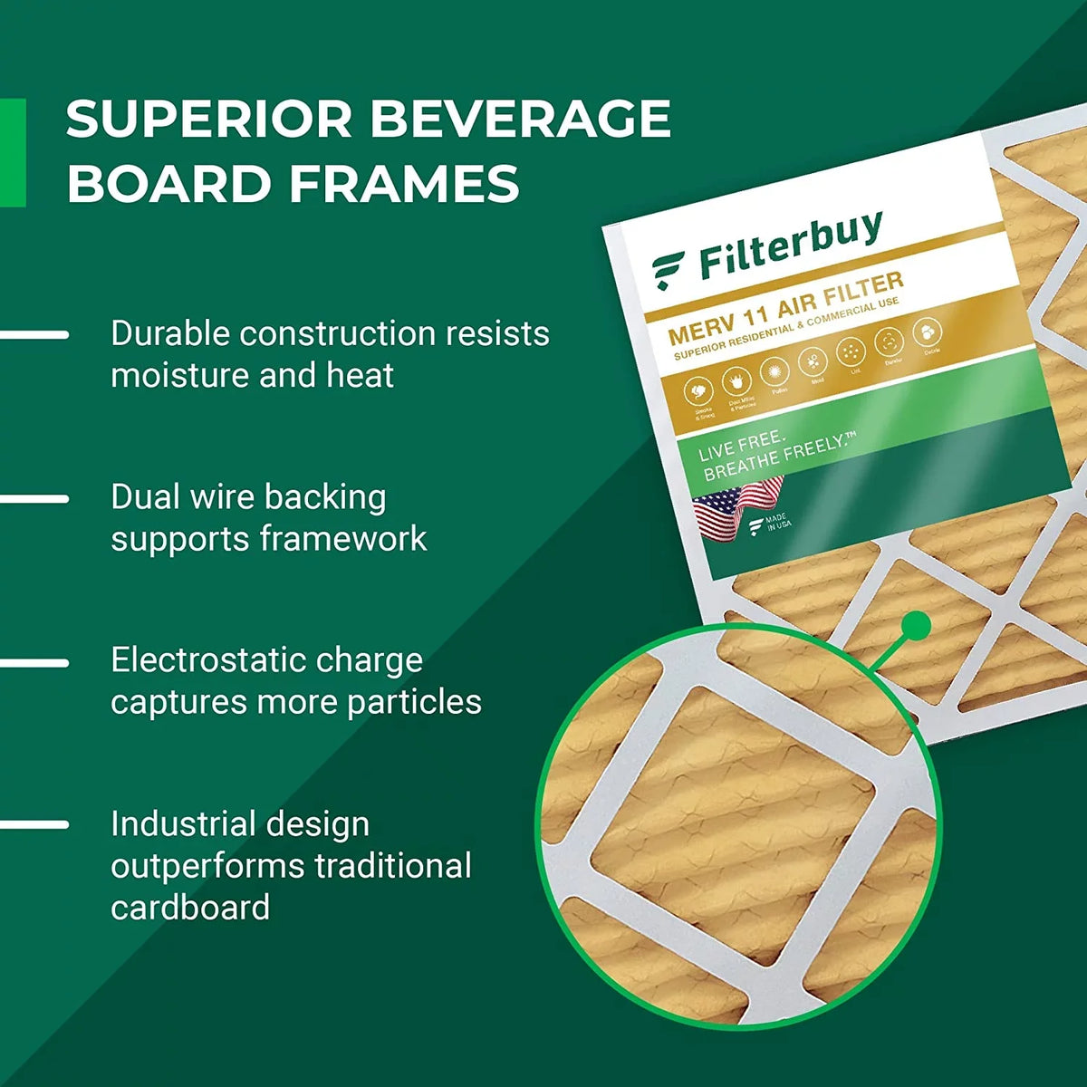 Filterbuy 24x24x1 MERV 11 Pleated HVAC AC Furnace Air Filters (5-Pack)