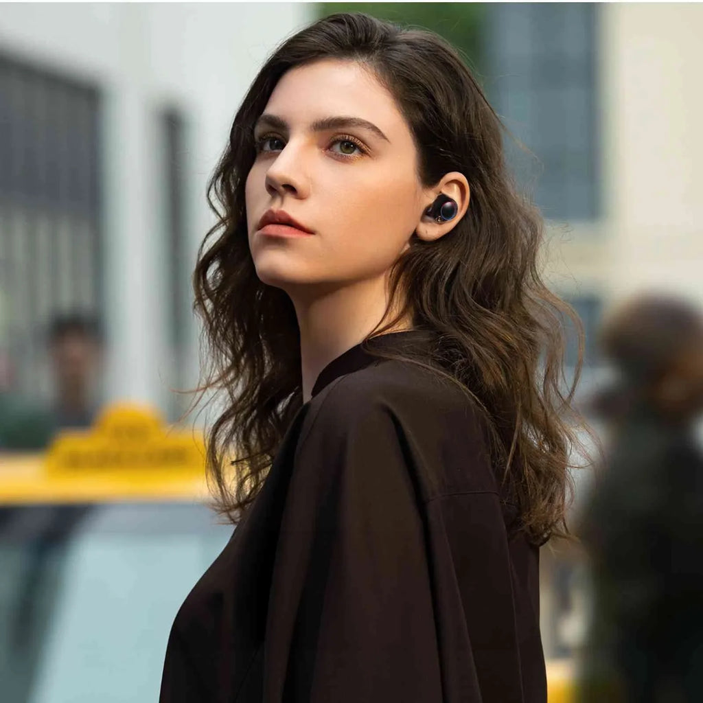 UrbanX True Wireless Bluetooth Earbuds + Charging Case, Black, Dual Connect, IPX5 Water Resistance, Bluetooth 5.2 Connection, Balanced, Bass Boost Compatible with Lenovo Tab P11 5G