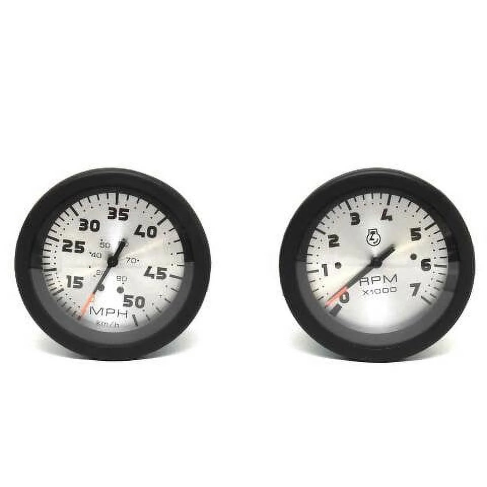 Teleflex Boat Gauge Set 69921 | 69922 Black Silver 3 1/4 Inch