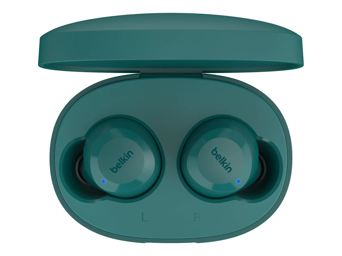 Belkin SoundForm™ Bolt, True Wireless Earbuds, Wireless Charging, IPX5 Sweat and Water Resistant, USB-C, Up to 28 Hours of Battery Life, iPhone, Galaxy, Pixel and More - Teal