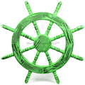 Nagina International Rustic Antique Beautiful Wall Decor Handcrafted Pine Nautical Ship Wheel | Maritime Exclusive Wall Decor (12 Inches, Junky Green)