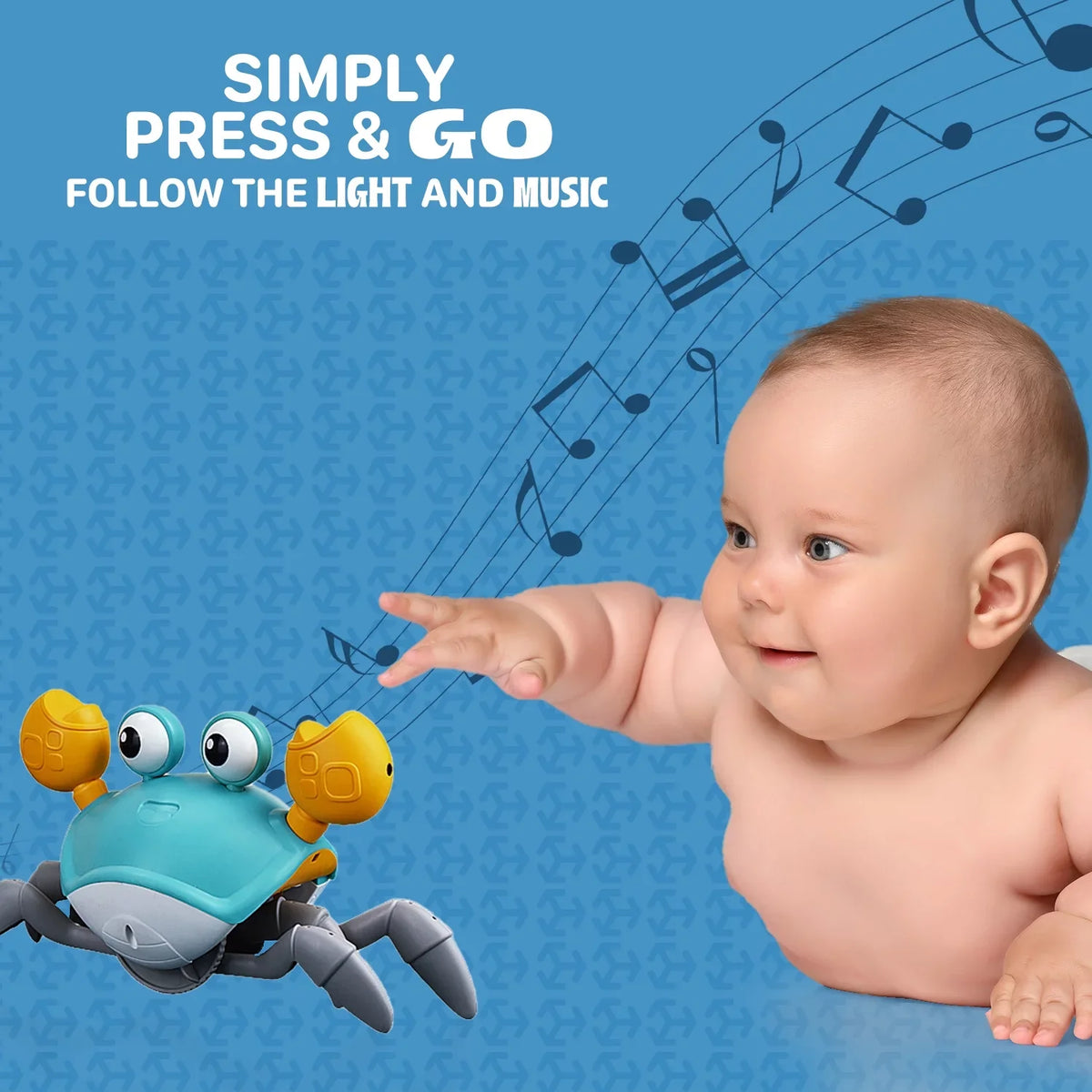 Caelan Baby Toys Infant Crawling Crab: Tummy Time Colorful Toy Gifts For Kids And Toddlers For Learning Crawl, Walking & Music Development Interactive Birthday Gift