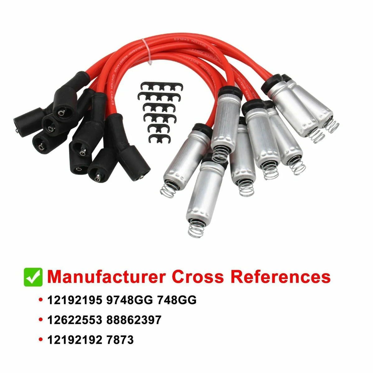8 Pack Ignition Coil & Spark Plug Wire UF413 for Chevy Silverado 1500 Tahoe GMC Fits select: 2011 ,2013 CHEVROLET SILVERADO K1500 LT