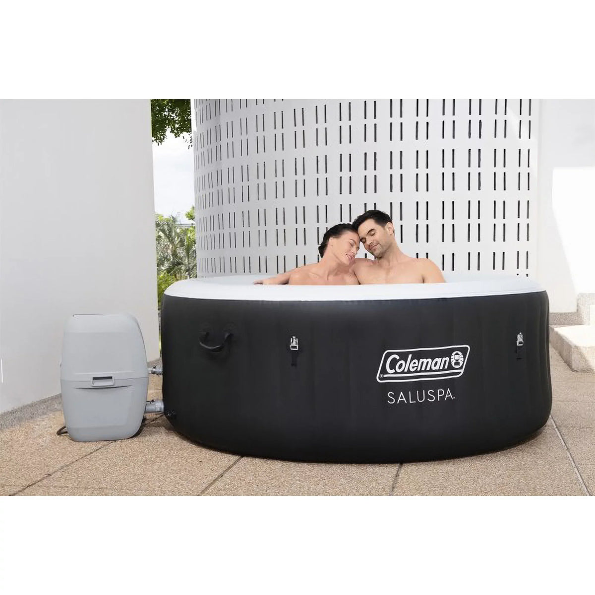 Coleman SaluSpa 4 Person InfLatitudeable Hot Tub Spa with 12 Filter Cartridges