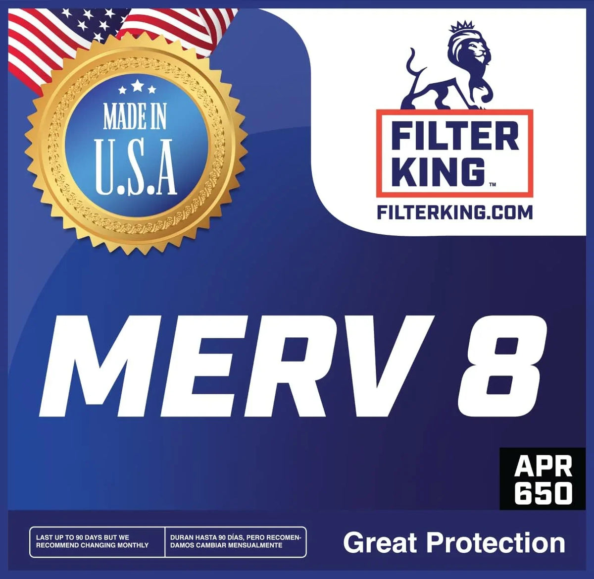 Filter King 12.5x16.5x1a Air Filter | 4-PACK | MERV 8 HVAC Pleated A/C Furnace Filters | MADE IN USA | Actual Size: 12.5 x 16.5 x .75"