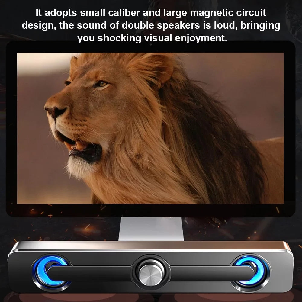 Wired Speaker, V-111 Computer Speaker USB Wired Powerful Bar Stereo Subwoofer Bass Speaker Surround Sound Box for PC Laptop Phone Tablet MP3 MP4