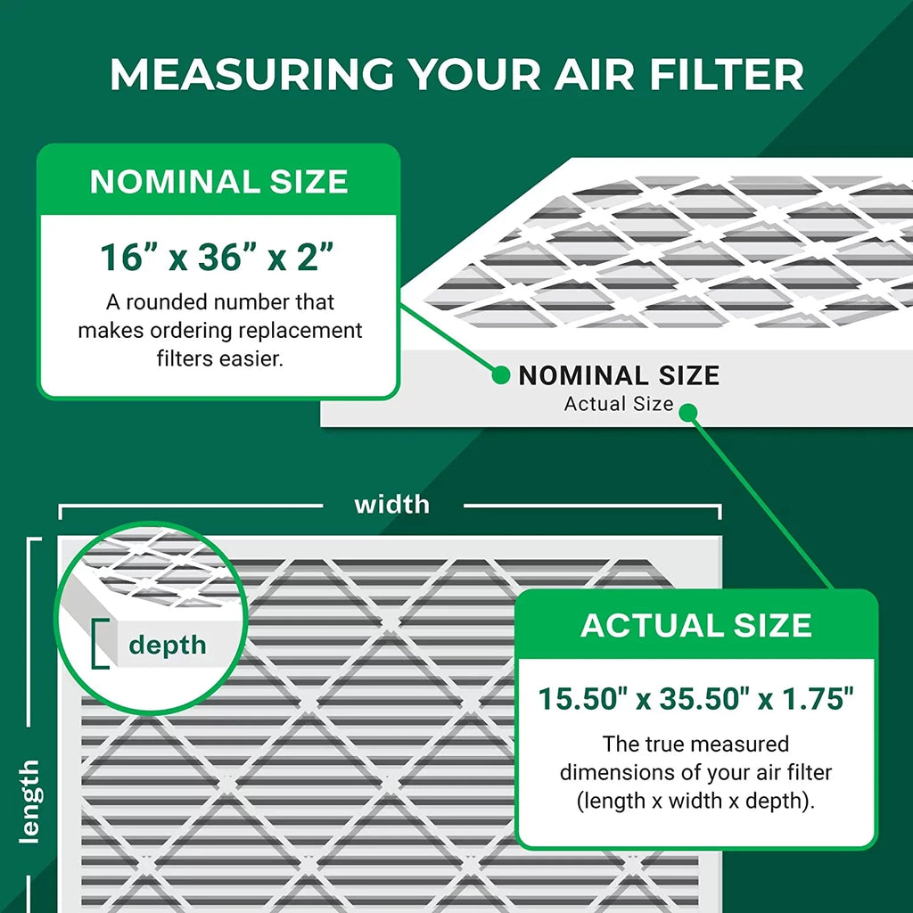 Filterbuy 16x36x2 MERV 11 Pleated HVAC AC Furnace Air Filters (6-Pack)