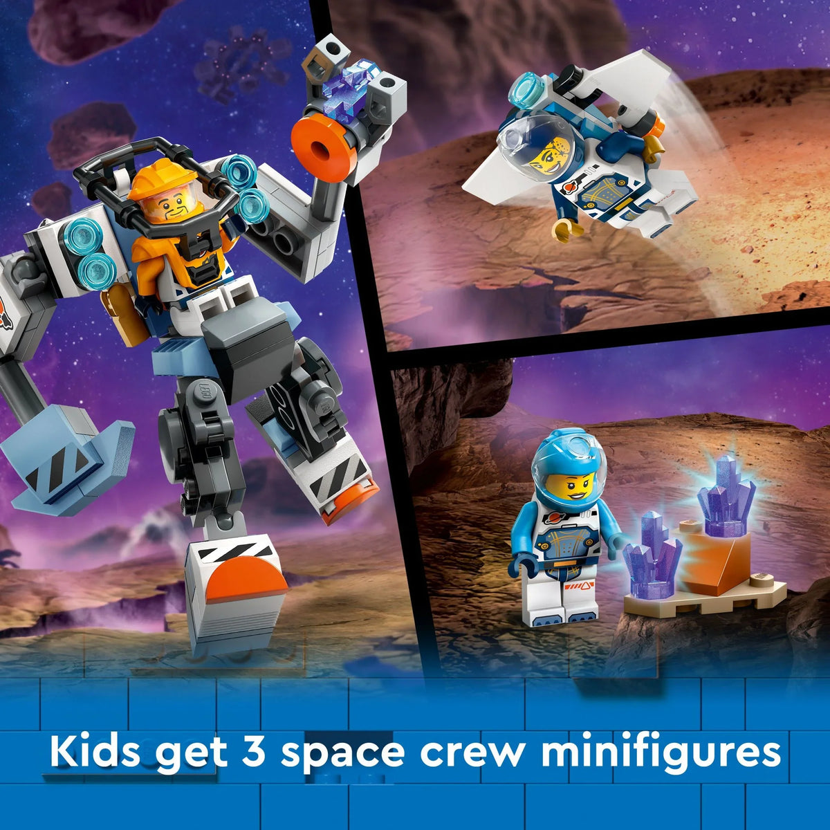 LEGO City Space Explorers Pack, Kids’ Space Toy Playset Bundle for Boys and Girls Aged 6 and Up, 3 Building Sets in 1 Box, Space Gift Mech Toy, Interstellar Spaceship, Hoverbike, 3 Minifigures, 60441