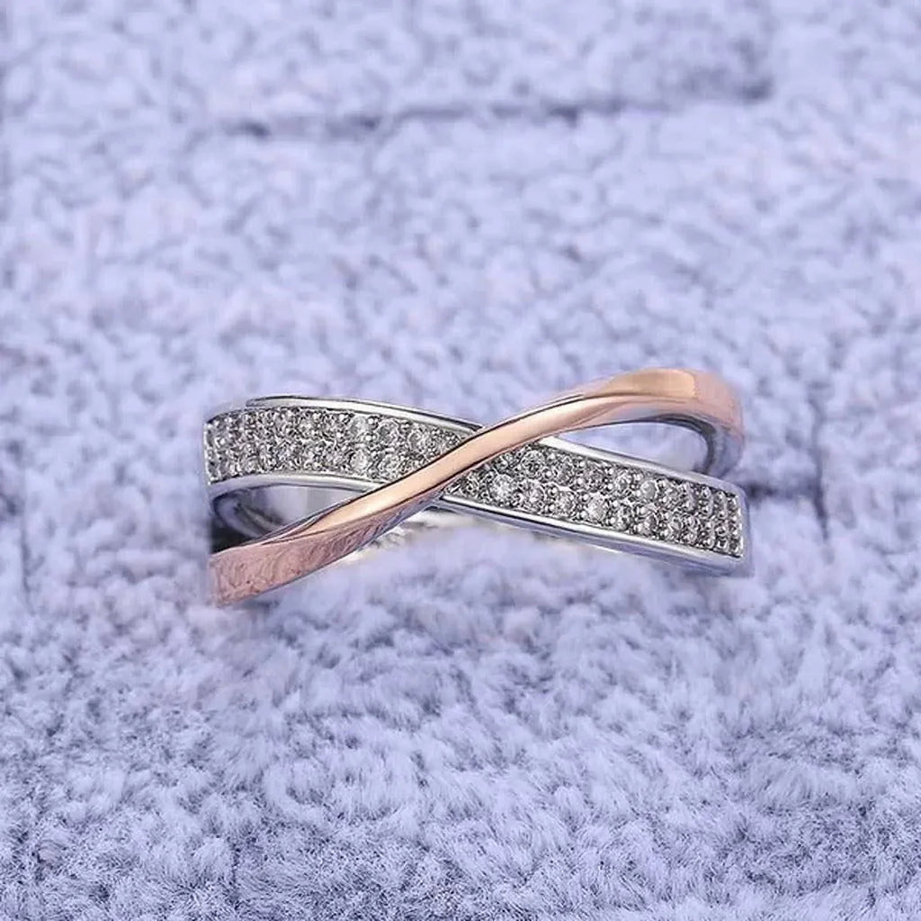 Delysia Kingladies Fashion White Sapphire Ring Cross Rose Gold Ring Ladies Valen