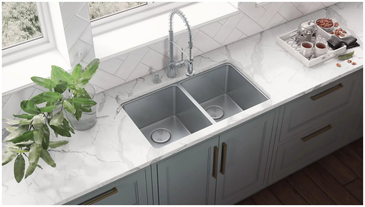 Ruvati USA RVM5099 31 in. Undermount 50-50 Double Bowl 16 Gauge Stainless Steel Kitchen Sink
